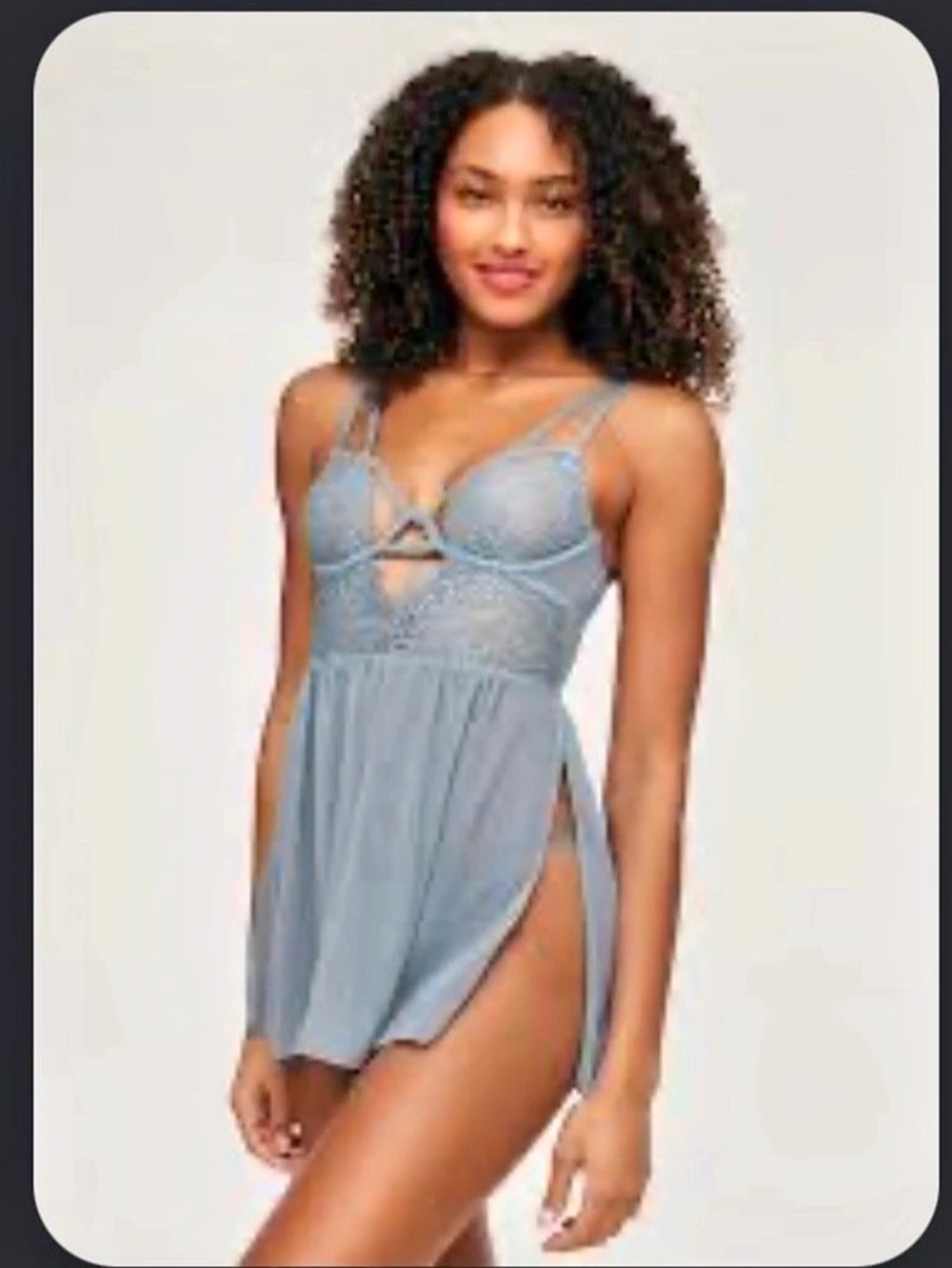 Adore Me Rae Babydoll Set Lace Chemise Blue 1X